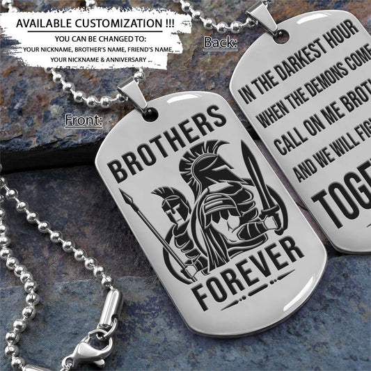 Spartan Dog Tag - Brothers Forever - Call On Me Brother - Spartan Warrior - Sparta - Leonidas - Gladiator - Spartan Necklace - Engrave Dog Tag