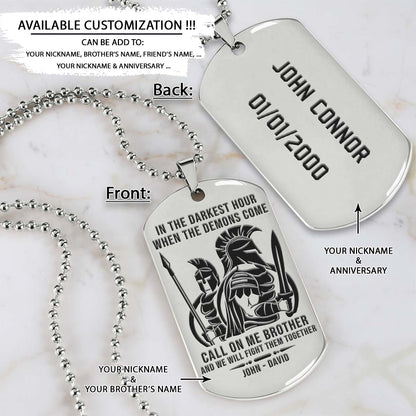 Spartan Dog Tag - Call On Me Brother - Spartan Warrior - Sparta - Leonidas - Gladiator - Spartan Necklace - Engrave Dog Tag