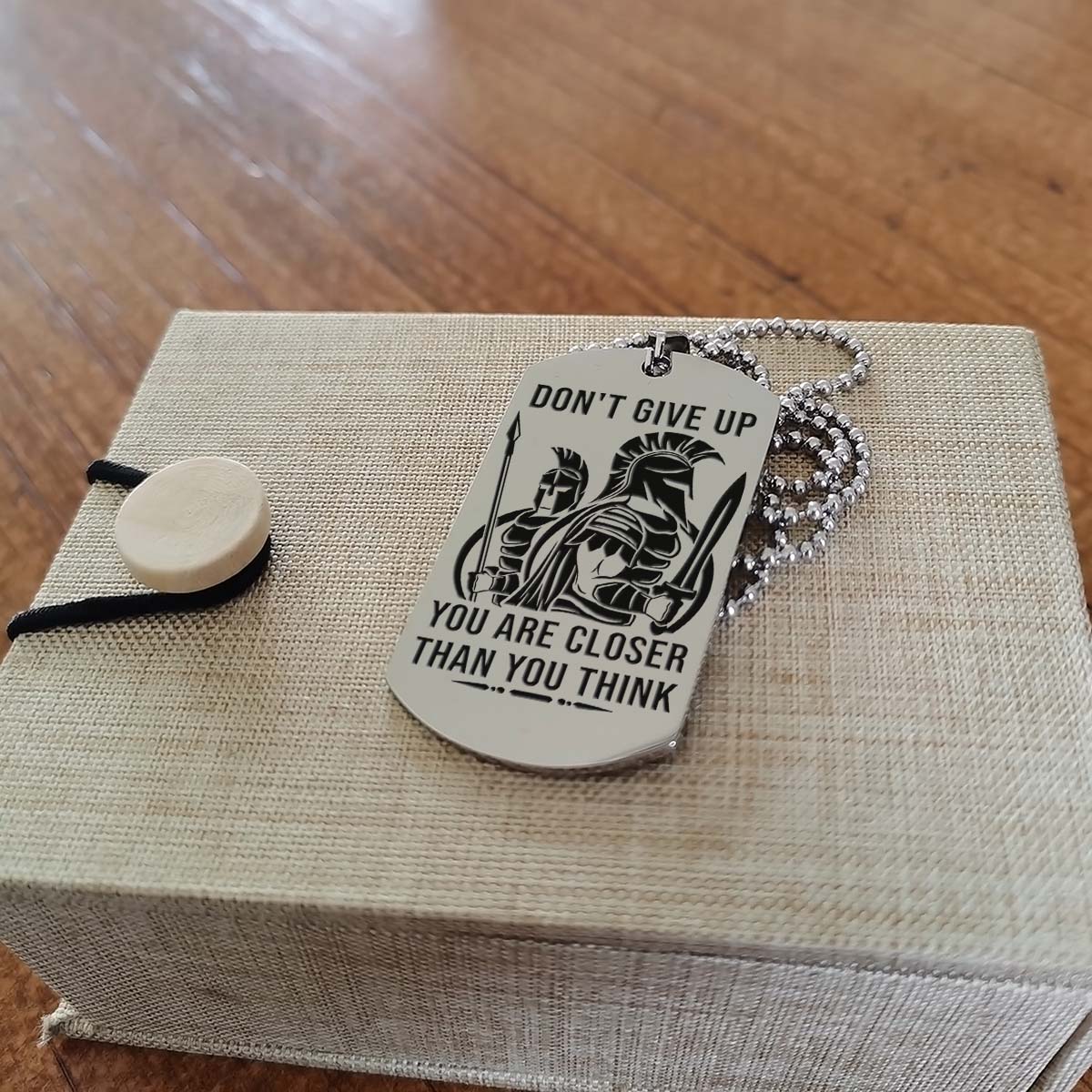 Spartan Dog Tag - Don't Give Up - It's About Being Better Than You Were The Day Before - Spartan Warrior - Sparta - Leonidas - Gladiator - Spartan Necklace - Engrave Dog Tag