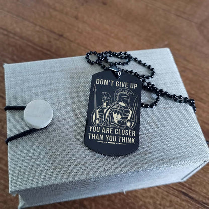 Spartan Dog Tag - Don't Give Up - It's About Being Better Than You Were The Day Before - Spartan Warrior - Sparta - Leonidas - Gladiator - Spartan Necklace - Engrave Dog Tag