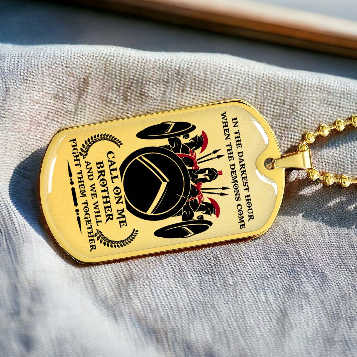 Warrior - WADL002 - Call On Me Brother - Sparta - Spartan - Warrior Dog Tag - Military Ball Chain - Luxury Dog Tag