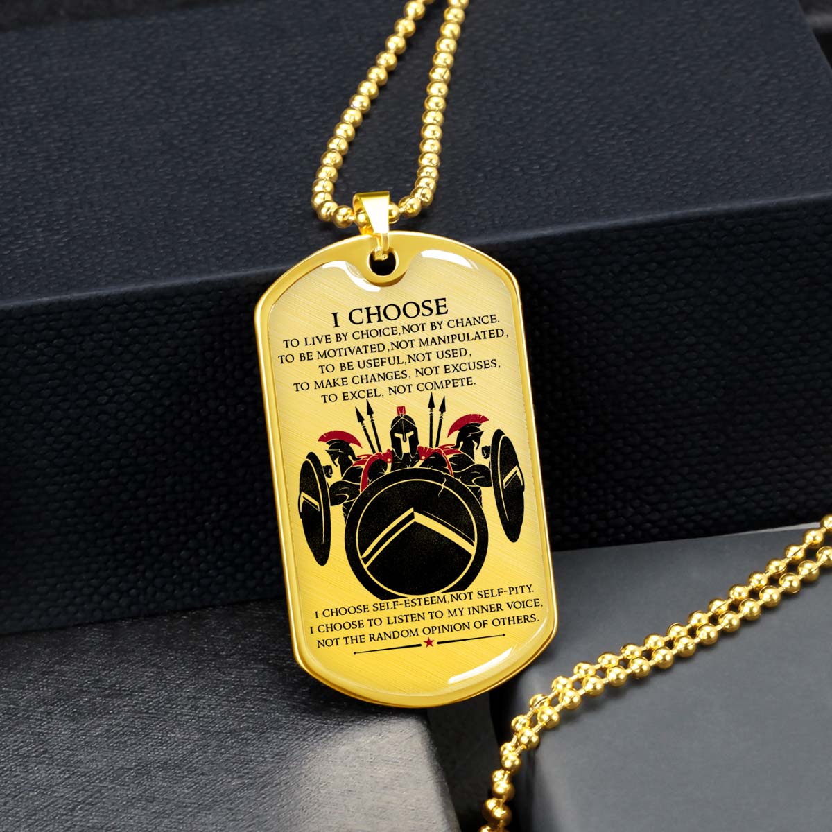 Warrior - WADL003 - I Choose - Sparta - Spartan - Warrior Dog Tag - Military Ball Chain - Luxury Dog Tag
