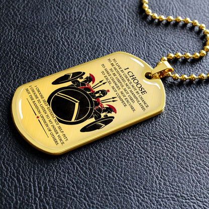 Warrior - WADL003 - I Choose - Sparta - Spartan - Warrior Dog Tag - Military Ball Chain - Luxury Dog Tag
