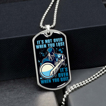 Warrior - WADL006 - It's not Over When You Lose - It's Over When You Quit - Sparta - Spartan - Warrior Dog Tag - Military Ball Chain - Luxury Dog Tag