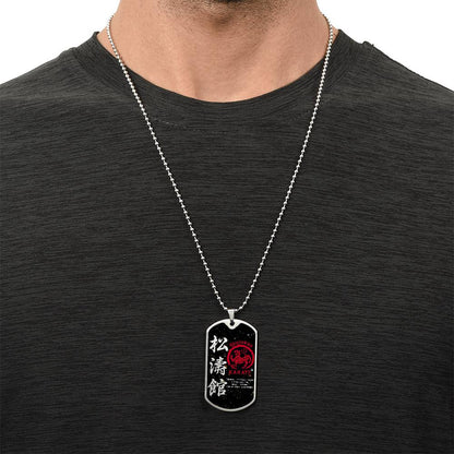 Karate - The Ultimate Aim Of Karate Does Not Lie In Victory Or Defeat - Shotokan Karate - Galaxy - Black Dog Tag - Karate Dog Tag - Military Ball Chain - Luxury Dog Tag