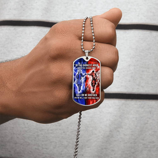 Samurai - Call On me Brother - Bushido - Katana - Ronin - Miyamoto Musashi - Military Ball Chain - Luxury Dog Tag