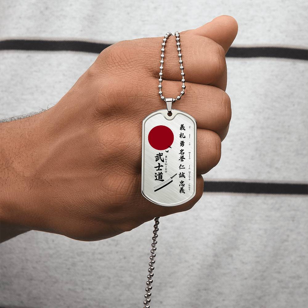 Samurai - The Seven Virtures Of Bushido 2 - Bushido - Katana - Ronin - Samurai Dog Tag - Military Ball Chain - Luxury Dog Tag