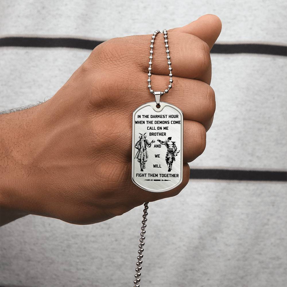 Samurai - Call On me Brother - Bushido - Katana - Ronin - Miyamoto Musashi - Samurai Dog Tag - Military Ball Chain - Luxury Dog Tag