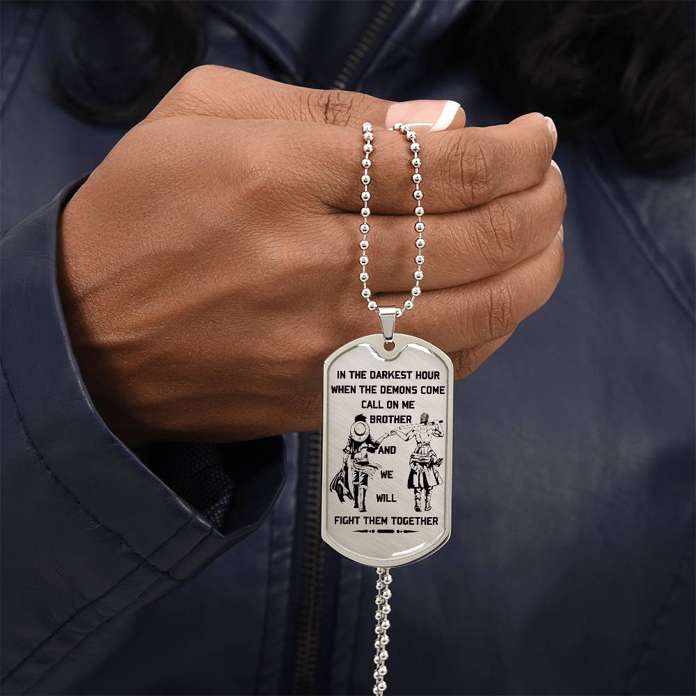 One Piece - Call On Me Brother - Monkey D. Luffy - Roronoa Zoro - One Piece Dog Tag - Military Ball Chain - Luxury Dog Tag