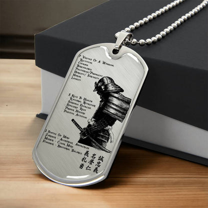 Samurai - 7 5 3 CODE - Bushido - Katana - Ronin - Samurai Dog Tag - Military Ball Chain - Luxury Dog Tag