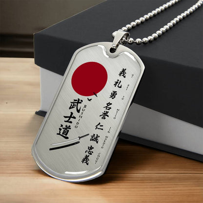 Samurai - The Seven Virtures Of Bushido 2 - Bushido - Katana - Ronin - Samurai Dog Tag - Military Ball Chain - Luxury Dog Tag