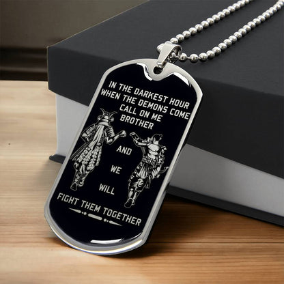 Samurai - Call On me Brother - Bushido - Katana - Ronin - Miyamoto Musashi - Black Dog Tag - Samurai Dog Tag - Military Ball Chain - Luxury Dog Tag
