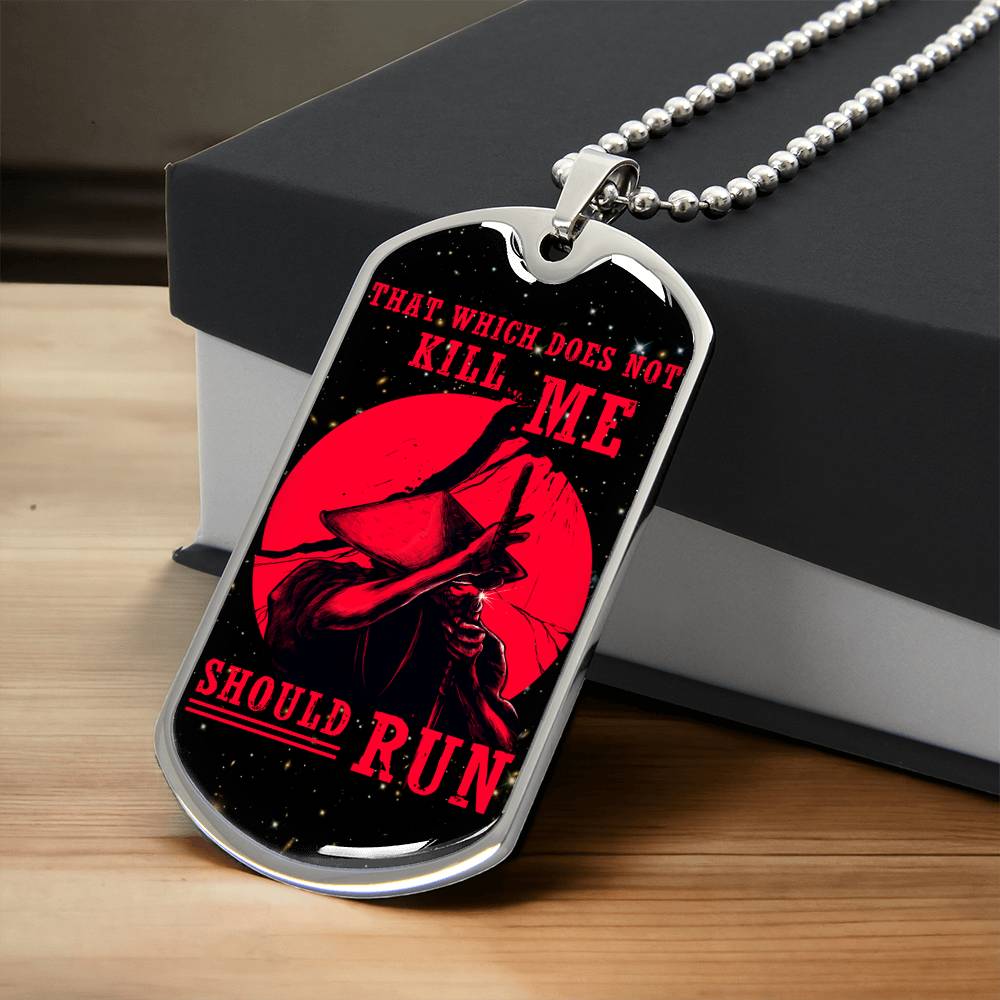 Samurai - That Which Does Not Kill Me - Should Run - Bushido - Katana - Ronin - Galaxy - Black Dog Tag - Samurai Dog Tag - Military Ball Chain - Luxury Dog Tag