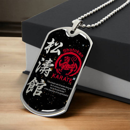 Karate - The Ultimate Aim Of Karate Does Not Lie In Victory Or Defeat - Shotokan Karate - Galaxy - Black Dog Tag - Karate Dog Tag - Military Ball Chain - Luxury Dog Tag