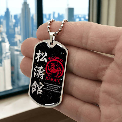 Karate - The Ultimate Aim Of Karate Does Not Lie In Victory Or Defeat - Shotokan Karate - Galaxy - Black Dog Tag - Karate Dog Tag - Military Ball Chain - Luxury Dog Tag