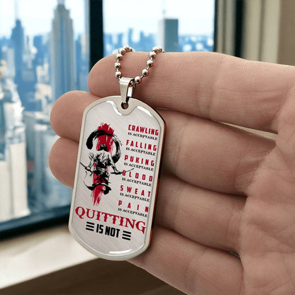 Samurai - Quitting Is Not - Bushido - Katana - Ronin - Samurai Dog Tag - Military Ball Chain - Luxury Dog Tag