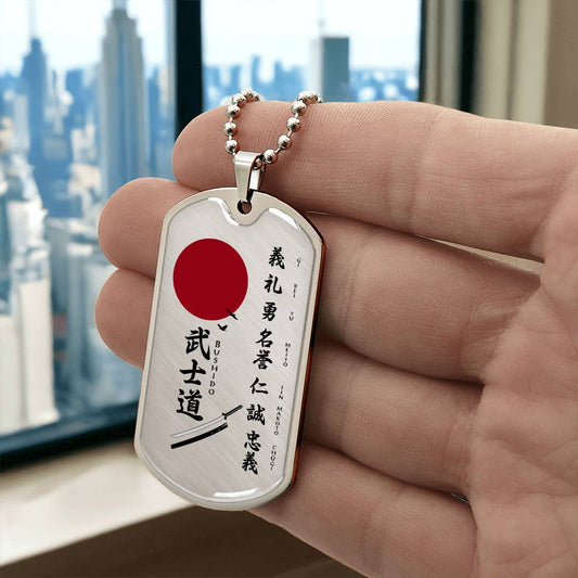 Samurai - The Seven Virtures Of Bushido 2 - Bushido - Katana - Ronin - Samurai Dog Tag - Military Ball Chain - Luxury Dog Tag