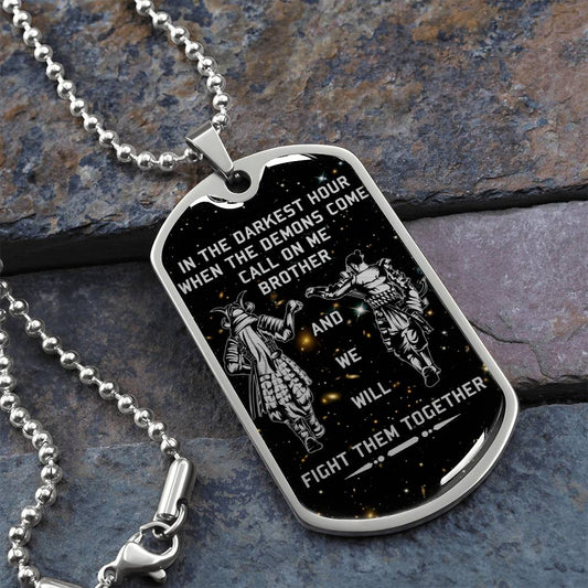 Samurai - Call On me Brother - Bushido - Katana - Ronin - Miyamoto Musashi - Galaxy - Black Dog Tag - Samurai Dog Tag - Military Ball Chain - Luxury Dog Tag
