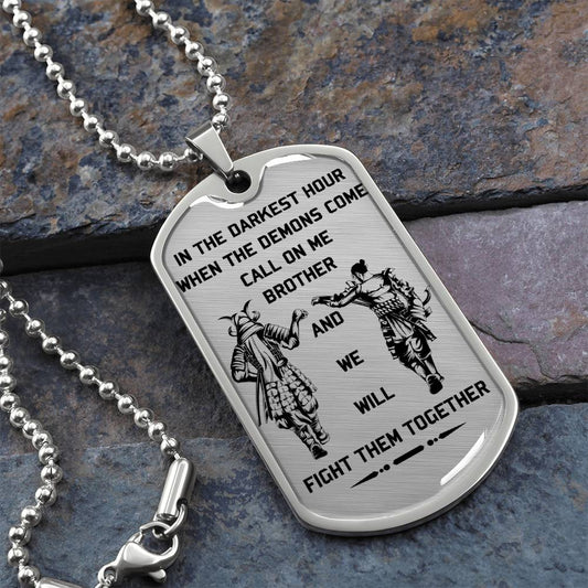 Samurai - Call On me Brother - Bushido - Katana - Ronin - Miyamoto Musashi - Samurai Dog Tag - Military Ball Chain - Luxury Dog Tag