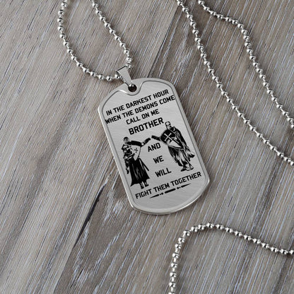 Knight Templar - Call On Me Brother - Knight Templar Dog Tag - Military Ball Chain - Luxury Dog Tag
