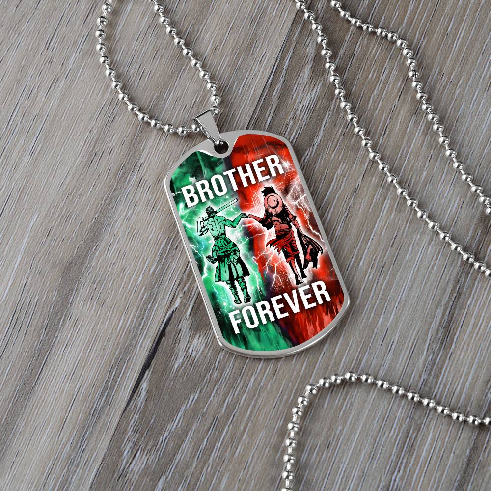 One Piece - Brother Forever - Monkey D. Luffy - Roronoa Zoro - Military Ball Chain - Luxury Dog Tag