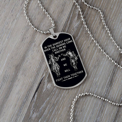 Samurai - Call On me Brother - Bushido - Katana - Ronin - Miyamoto Musashi - Black Dog Tag - Samurai Dog Tag - Military Ball Chain - Luxury Dog Tag