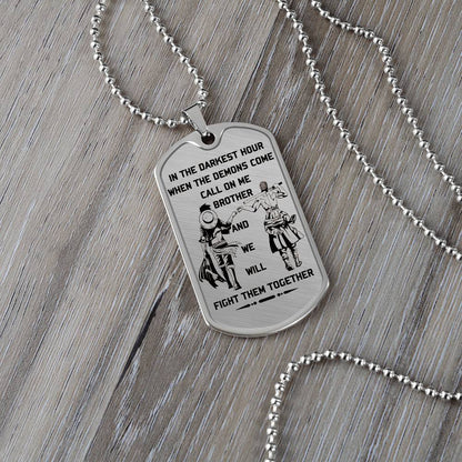 One Piece - Call On Me Brother - Monkey D. Luffy - Roronoa Zoro - One Piece Dog Tag - Military Ball Chain - Luxury Dog Tag