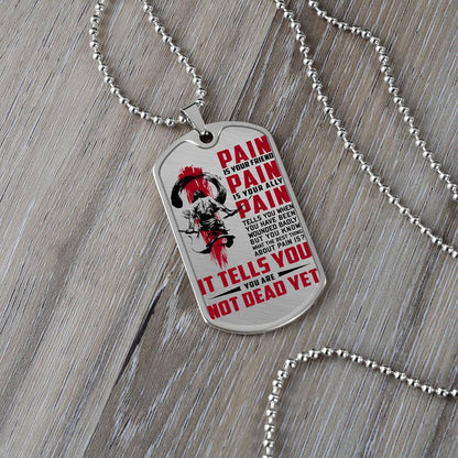Samurai - PAIN - You Are Not Dead Yet - Bushido - Katana - Ronin - Samurai Dog Tag - Military Ball Chain - Luxury Dog Tag