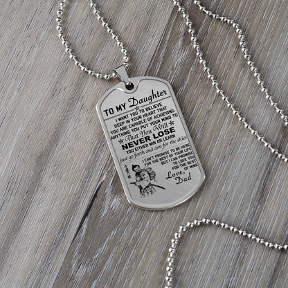 Samurai - Dad To Daughter - Never Lose - Bushido - Katana - Ronin - Miyamoto Musashi - Samurai Dog Tag - Military Ball Chain - Luxury Dog Tag
