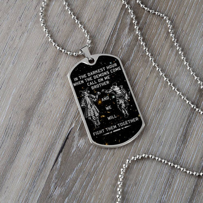 Samurai - Call On me Brother - Bushido - Katana - Ronin - Miyamoto Musashi - Galaxy - Black Dog Tag - Samurai Dog Tag - Military Ball Chain - Luxury Dog Tag
