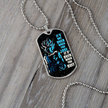 Dragon Ball - It's Not Over When You Lose - Goku - Supper Saiyan Blue - Galaxy - Black Dog Tag - Dragon Ball Dog Tag - Military Ball Chain - Luxury Dog Tag