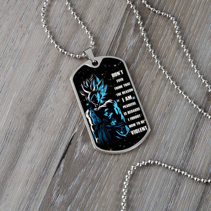 Dragon Ball - Don't Ever Think That The Reason - Goku - Galaxy - Black Dog Tag - Dragon Ball Dog Tag - Military Ball Chain - Luxury Dog Tag