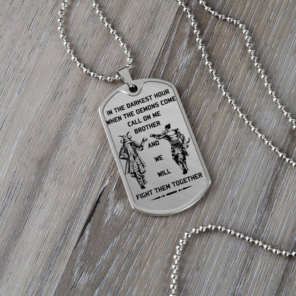 Samurai - Call On me Brother - Bushido - Katana - Ronin - Miyamoto Musashi - Samurai Dog Tag - Military Ball Chain - Luxury Dog Tag