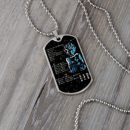 Dragon Ball - 7 5 3 CODE - Goku - Supper Saiyan Blue - Galaxy - Black Dog Tag - Dragon Ball Dog Tag - Military Ball Chain - Luxury Dog Tag