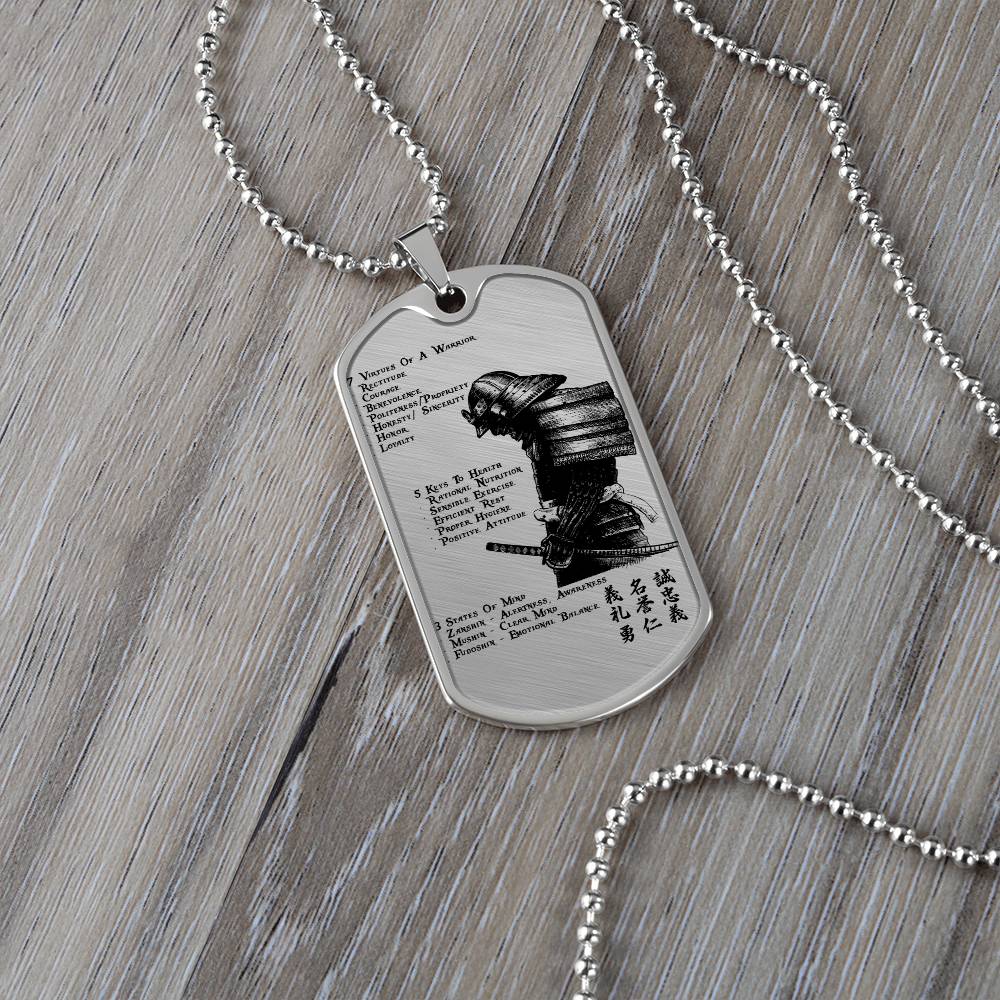 Samurai - 7 5 3 CODE - Bushido - Katana - Ronin - Samurai Dog Tag - Military Ball Chain - Luxury Dog Tag