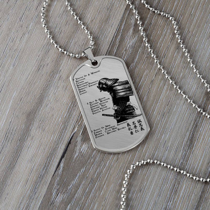Samurai - 7 5 3 CODE - Bushido - Katana - Ronin - Samurai Dog Tag - Military Ball Chain - Luxury Dog Tag