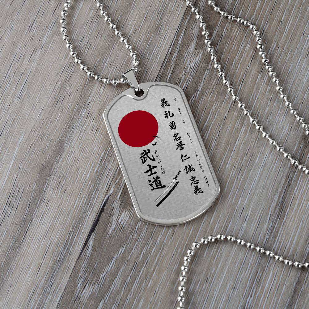 Samurai - The Seven Virtures Of Bushido 2 - Bushido - Katana - Ronin - Samurai Dog Tag - Military Ball Chain - Luxury Dog Tag