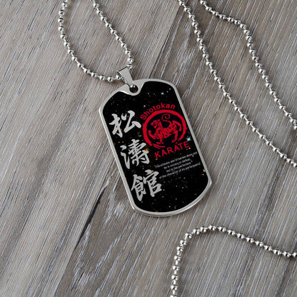 Karate - The Ultimate Aim Of Karate Does Not Lie In Victory Or Defeat - Shotokan Karate - Galaxy - Black Dog Tag - Karate Dog Tag - Military Ball Chain - Luxury Dog Tag