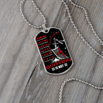 Knight Templar - Quitting Is Not - Black Dog Tag - Knight Templar Dog Tag - Military Ball Chain - Luxury Dog Tag