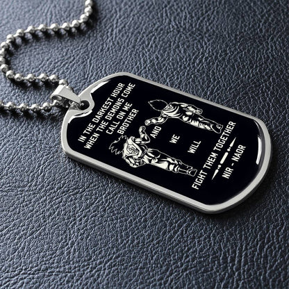 TAH3852 - Dragon Ball - Call On Me Brother - Goku - Vegeta - Black Dog Tag - Dragon Ball Dog Tag - Military Ball Chain - Luxury Dog Tag