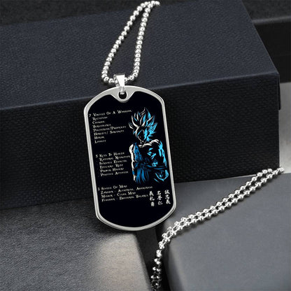 Dragon Ball - 7 5 3 CODE - Goku - Supper Saiyan Blue - Black Dog Tag - Dragon Ball Dog Tag - Military Ball Chain - Luxury Dog Tag