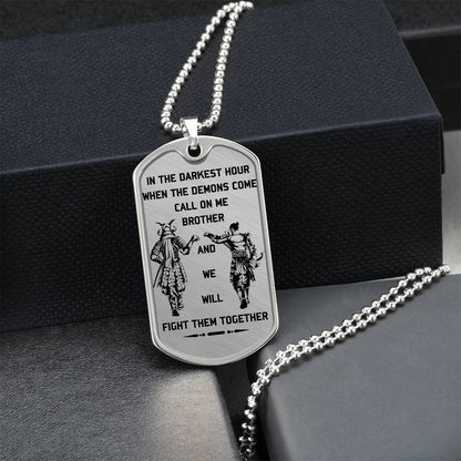 Samurai - Call On me Brother - Bushido - Katana - Ronin - Miyamoto Musashi - Samurai Dog Tag - Military Ball Chain - Luxury Dog Tag