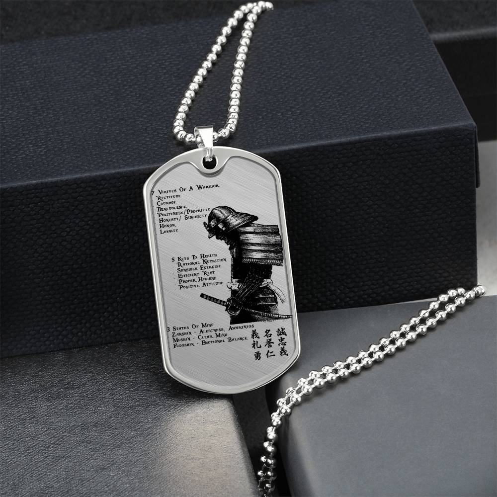 Samurai - 7 5 3 CODE - Bushido - Katana - Ronin - Samurai Dog Tag - Military Ball Chain - Luxury Dog Tag
