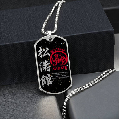 Karate - The Ultimate Aim Of Karate Does Not Lie In Victory Or Defeat - Shotokan Karate - Galaxy - Black Dog Tag - Karate Dog Tag - Military Ball Chain - Luxury Dog Tag
