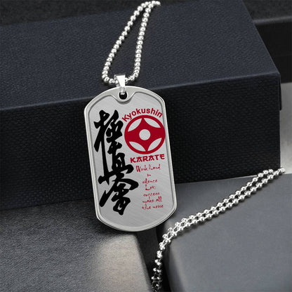 Karate - Work Hard In Silence Let Success Make All The Noise - Kyokushin Karate - Karate Dog Tag - Military Ball Chain - Luxury Dog Tag