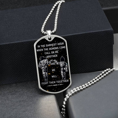 Dragon Ball - Call On Me Brother - Goku - Vegeta - Galaxy - Black Dog Tag - Dragon Ball Dog Tag - Military Ball Chain - Luxury Dog Tag