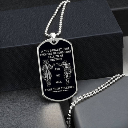 Samurai - Call On me Brother - Bushido - Katana - Ronin - Miyamoto Musashi - Black Dog Tag - Samurai Dog Tag - Military Ball Chain - Luxury Dog Tag