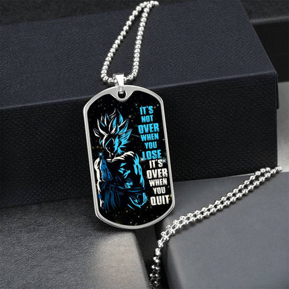 Dragon Ball - It's Not Over When You Lose - Goku - Supper Saiyan Blue - Galaxy - Black Dog Tag - Dragon Ball Dog Tag - Military Ball Chain - Luxury Dog Tag