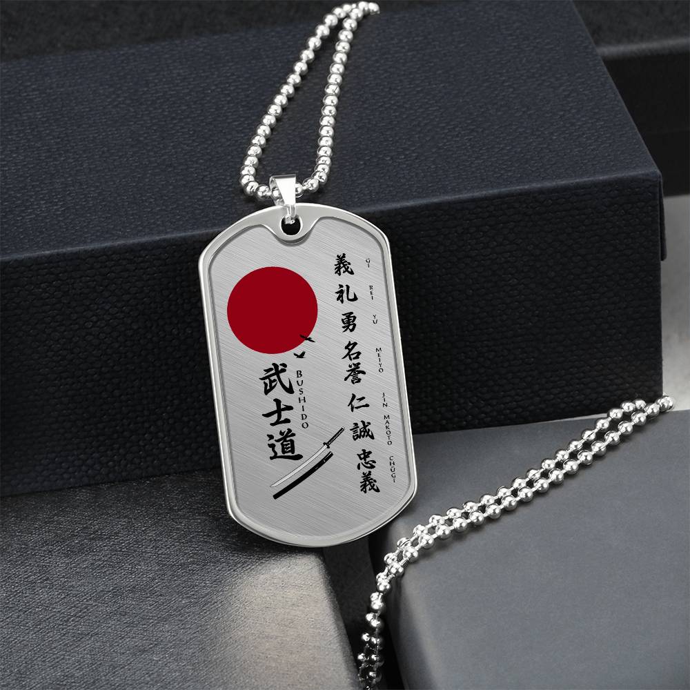 Samurai - The Seven Virtures Of Bushido 2 - Bushido - Katana - Ronin - Samurai Dog Tag - Military Ball Chain - Luxury Dog Tag