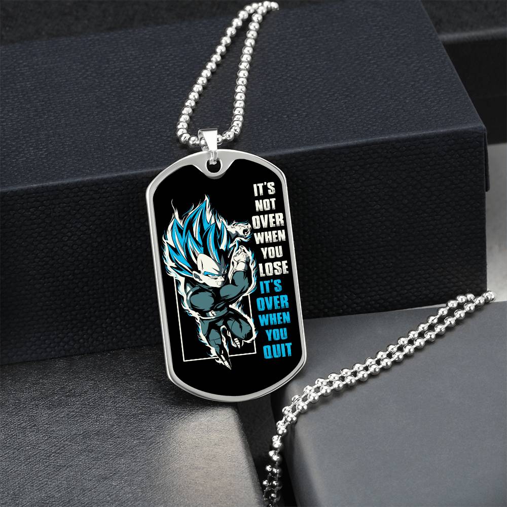 Dragon Ball - It's Not Over When You Lose - Vegeta - Supper Saiyan Blue - Black Dog Tag - Dragon Ball Dog Tag.png - Military Ball Chain - Luxury Dog Tag